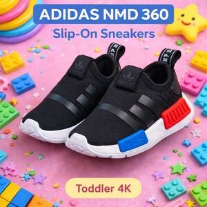 Adidas NMD 360 Slip-On Sneakers Black Red Blue Toddler Size 4K